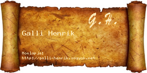 Galli Henrik névjegykártya